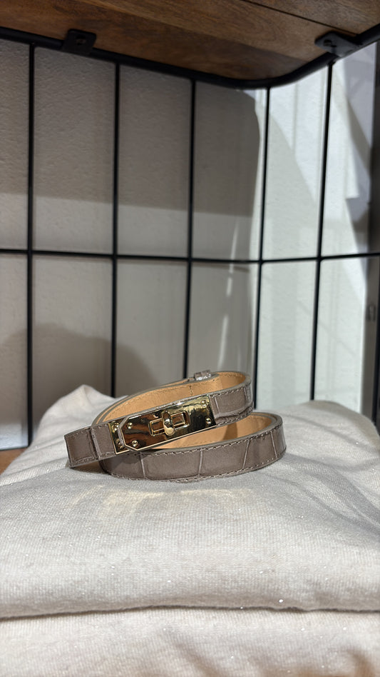 Verstelbare riem taupe croco