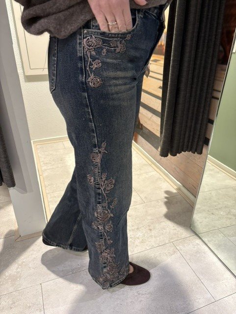 Jeans borduur flower