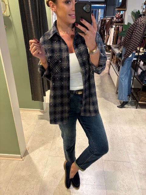 ruit blouse mira blauw